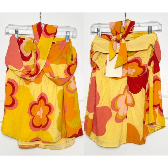 NWT SABO Floral Print Sleeveless Cutout Twist Front Backless Halter Mini Dress 2 - Picture 5 of 10